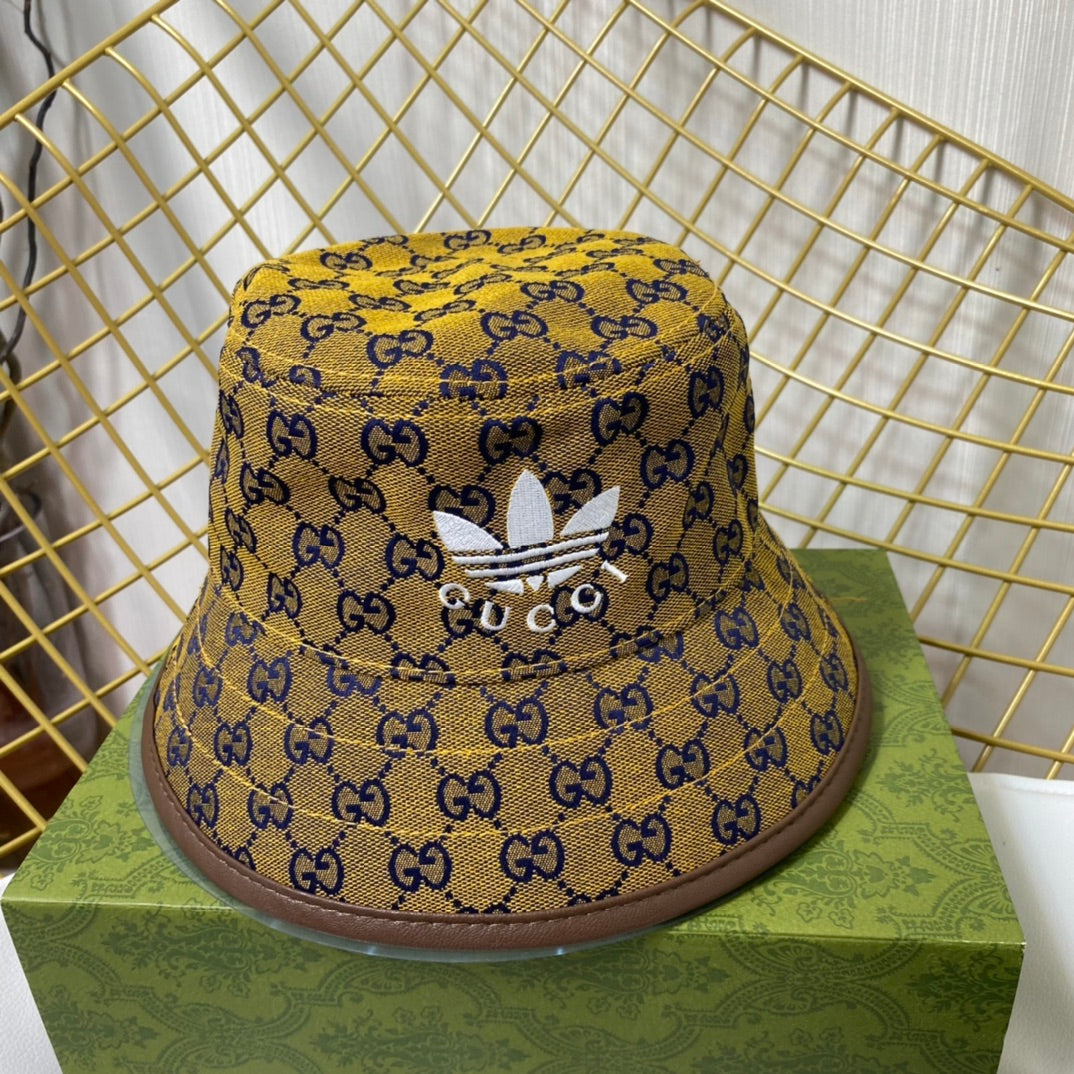 Gucci x Adidas GG monogram bucket hat yellow
