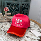 Gucci x Adidas satin embroidered baseball cap pink