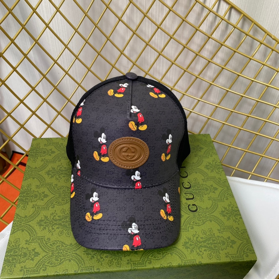 Gucci x Disney Mickey Mouse black mesh baseball cap