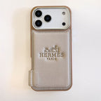 Hermès designer leather iPhone case in beige for iPhone 17 Pro Max