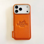 Hermès iPhone 17 Pro Max leather case in orange