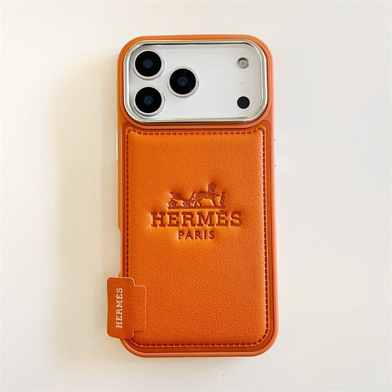 Hermès iPhone 17 Pro Max leather case in orange