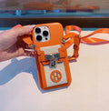 Hermès iPhone 17 Pro Max leather case in orange