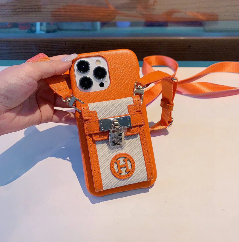 Hermès iPhone 17 Pro Max leather case in orange