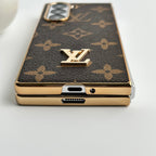 Luxury Louis Vuitton Samsung Galaxy Z Fold 7 Case – Gold Plated Leather Cover