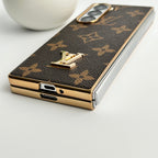 Luxury Louis Vuitton Samsung Galaxy Z Fold 7 Case – Gold Plated Leather Cover