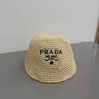 Khaki Prada straw hat