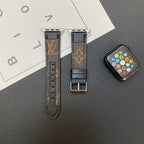 LV Leather Apple Watch Strap Beige Monogram