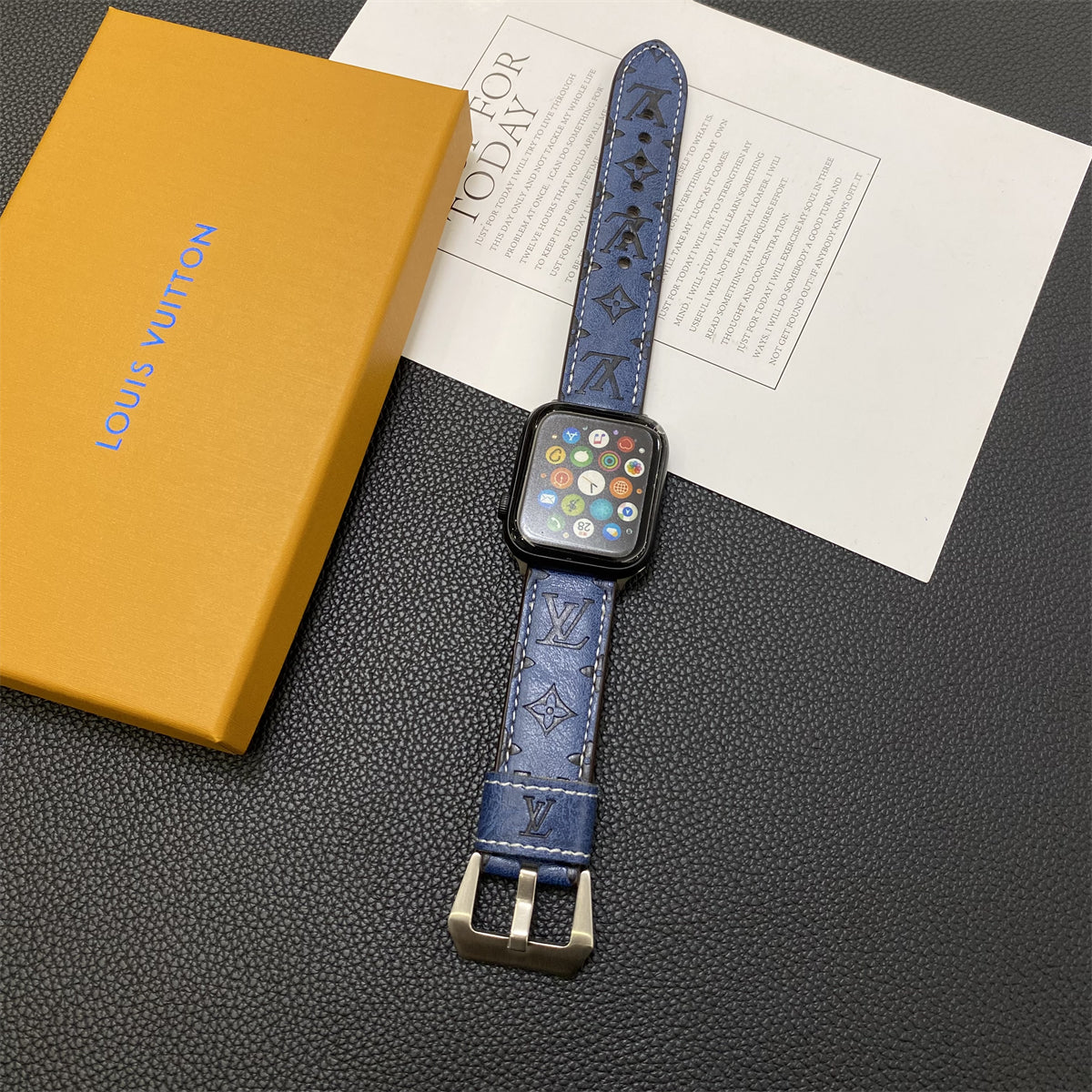 LV Monogram Leather Apple Watch Strap