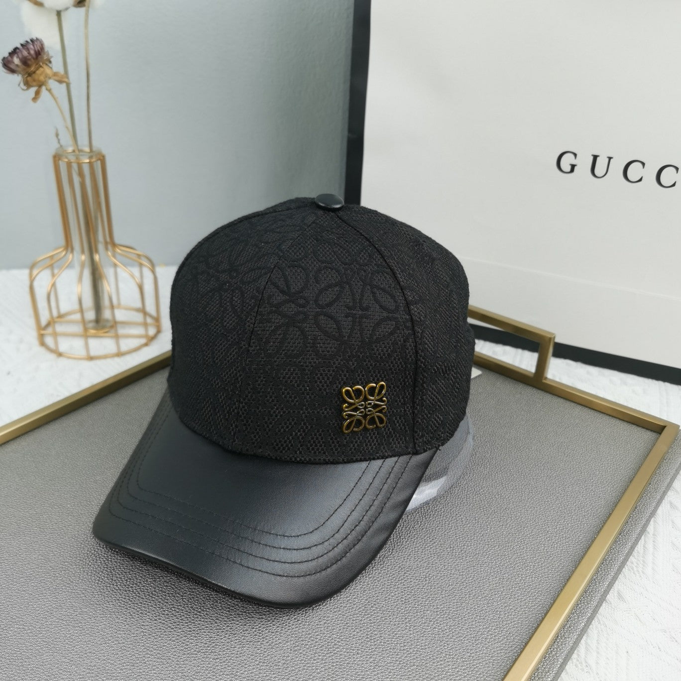 Loewe black designer baseball cap