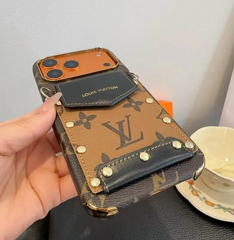 Louis Vuitton iPhone 17 Pro Max Case Crossbody – LV Strap Wallet Cover Black