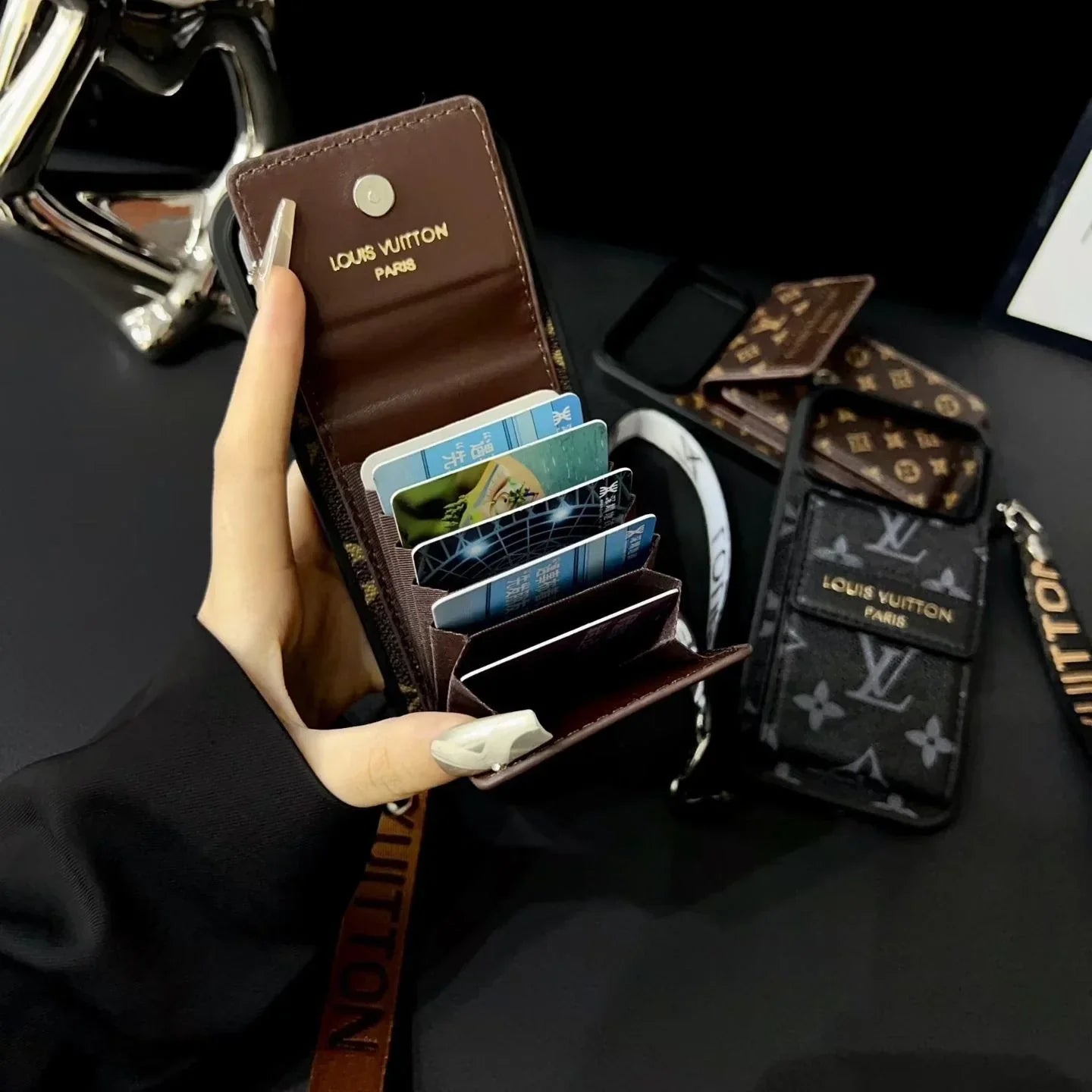 Louis Vuitton iPhone 17 Pro Max Wallet Case With Strap – Classic Monogram Leather