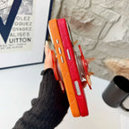 Louis Vuitton iPhone 17 Pro Max Case MagSafe Leather with Flower Grip – Red