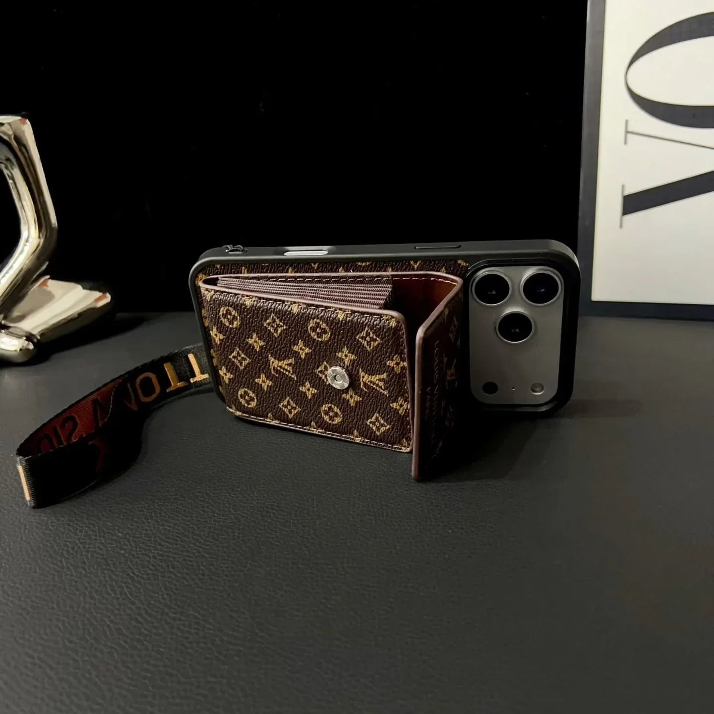 Louis Vuitton iPhone 17 Pro Max Wallet Case With Strap – Small Monogram Leather