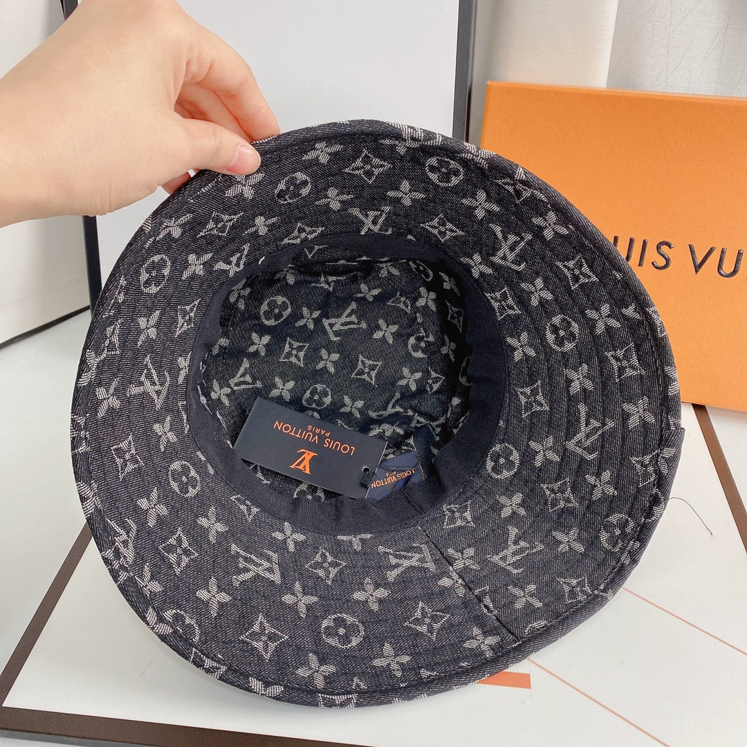Louis Vuitton denim bucket hat inside view