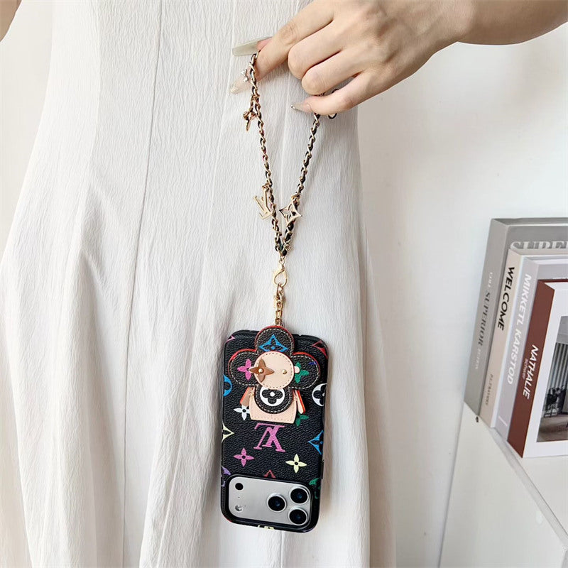 LV monogram iPhone case with crossbody strap front view