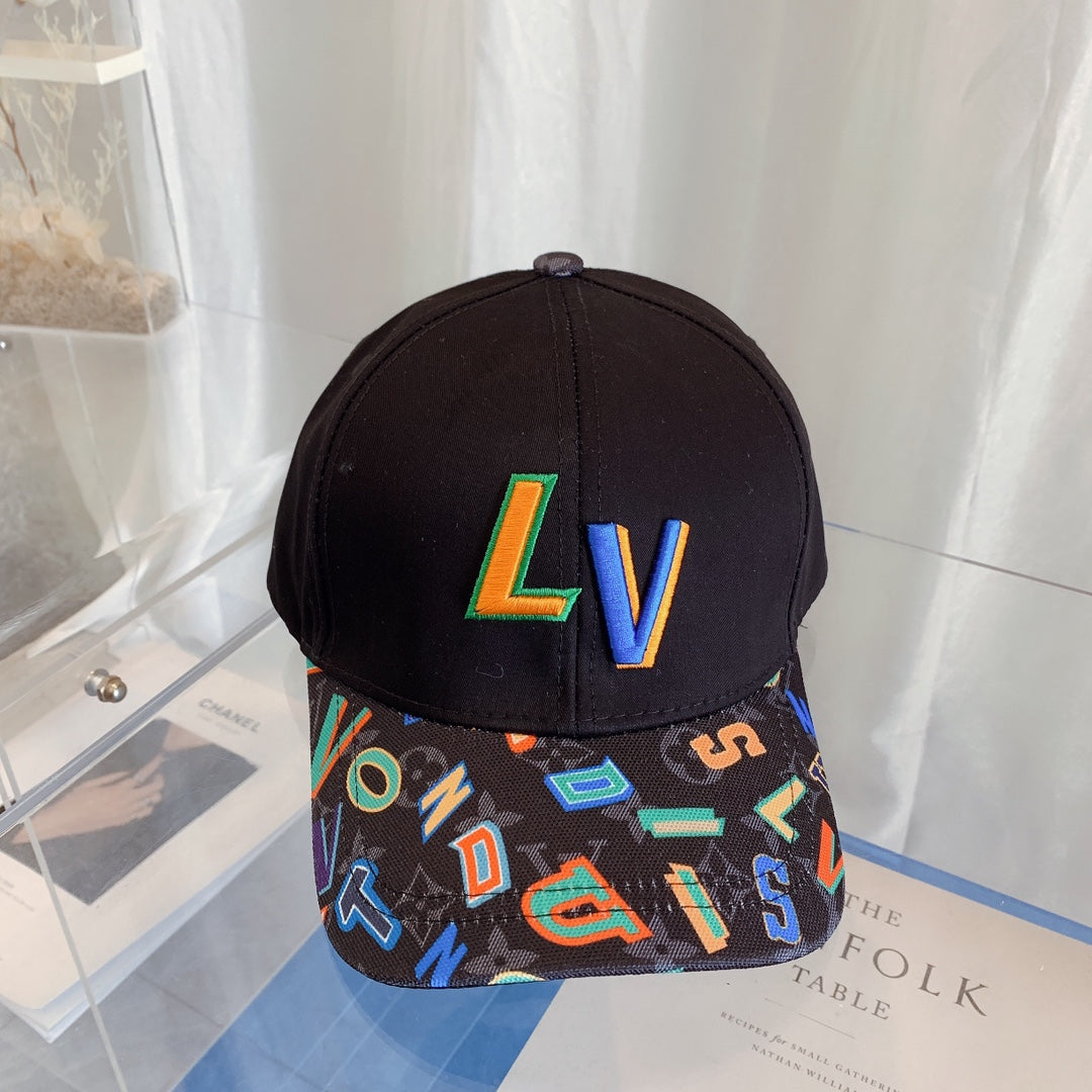 Louis Vuitton embroidered baseball cap black front view