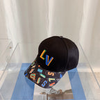 Louis Vuitton embroidered baseball cap black front view