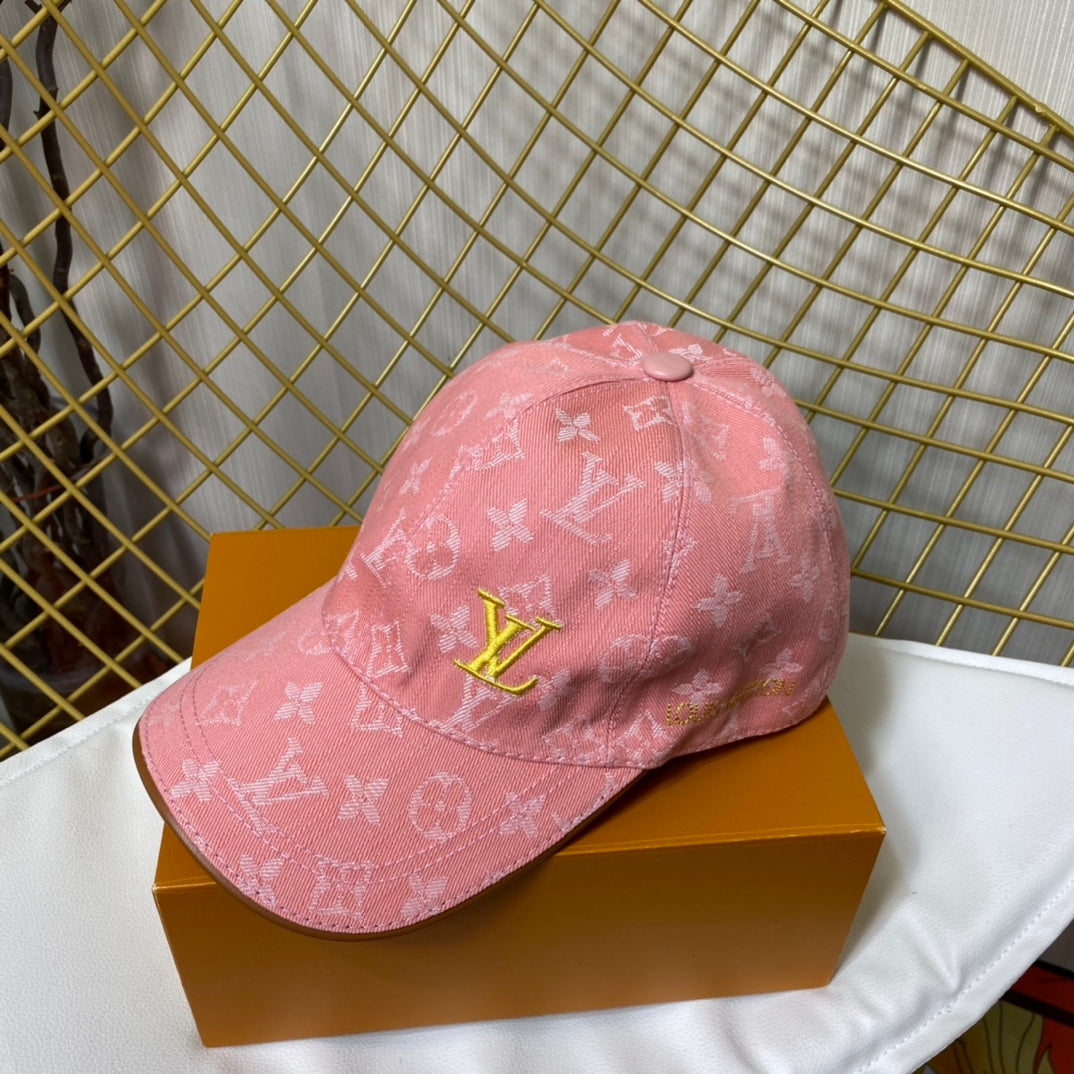 Louis Vuitton embroidered denim baseball cap pink