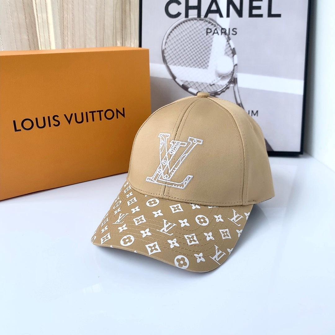 Louis Vuitton embroidered monogram baseball cap khaki front view