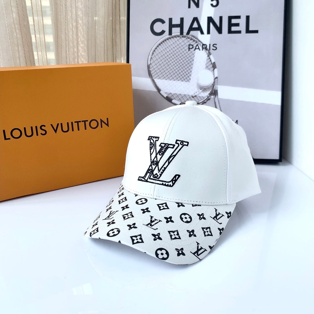 Louis Vuitton embroidered monogram baseball cap white front view