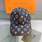 Louis Vuitton full logo leather trim baseball cap black