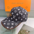 Louis Vuitton full logo leather trim baseball cap black