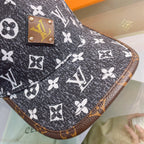 Louis Vuitton full logo leather trim baseball cap black