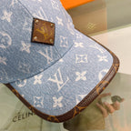 Louis Vuitton full logo leather trim baseball cap blue