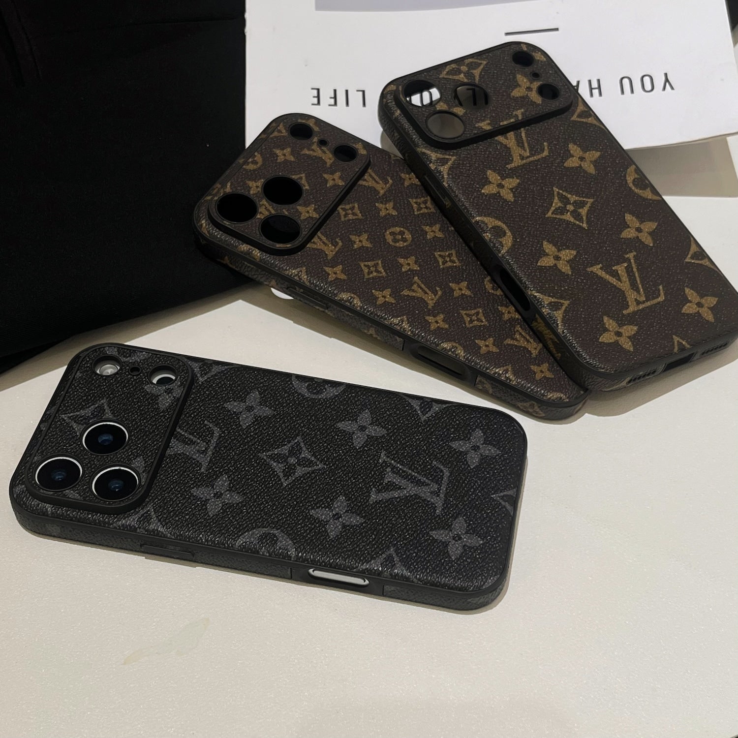 Black LV iPhone 17 Pro Max case premium finish