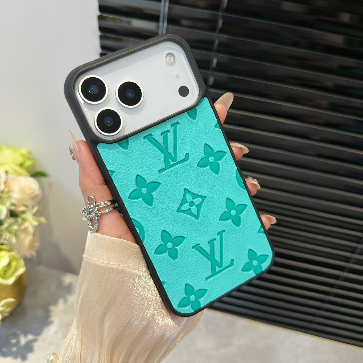 Louis Vuitton iPhone 17 Pro Max case in blue