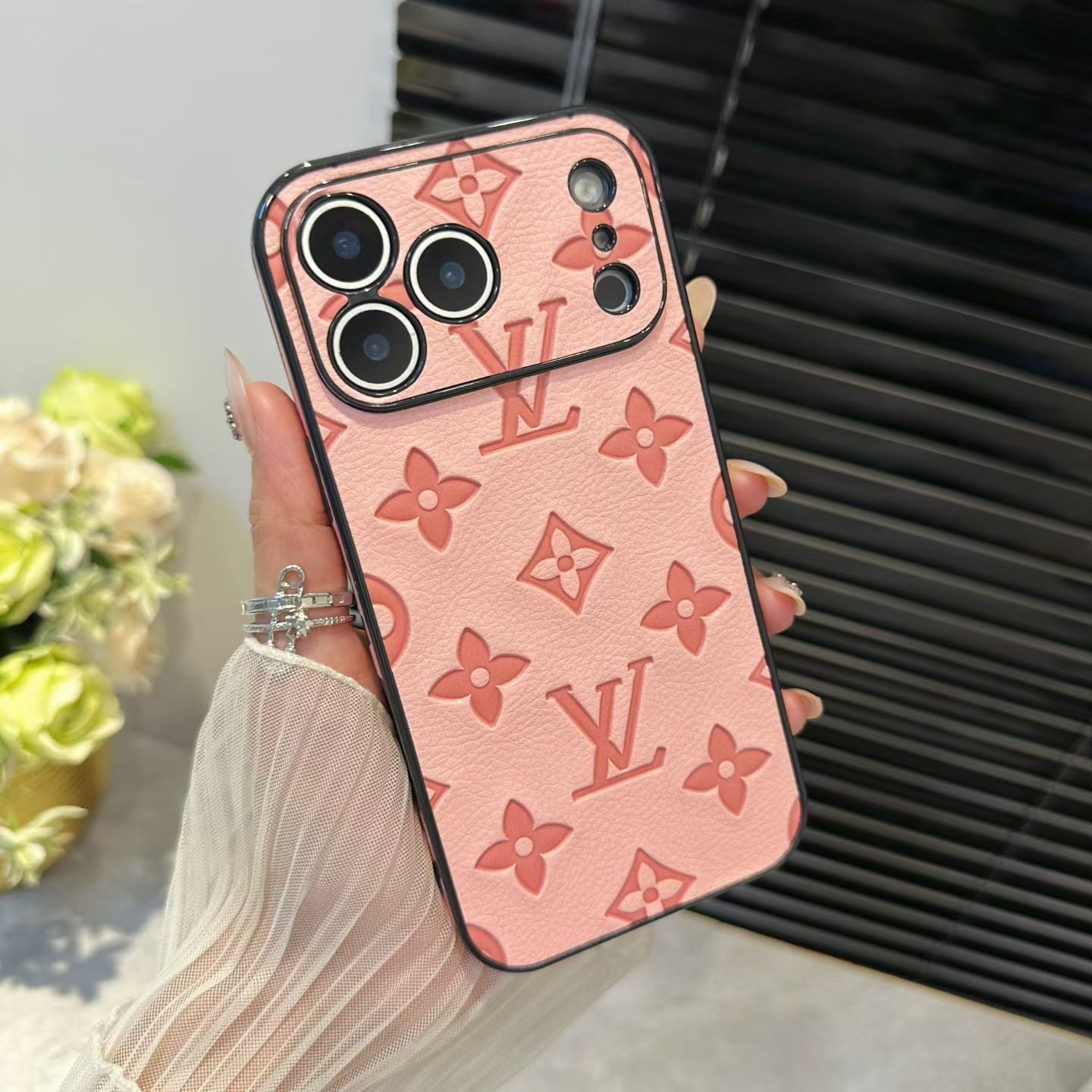 Louis Vuitton iPhone 17 Pro Max case in pink