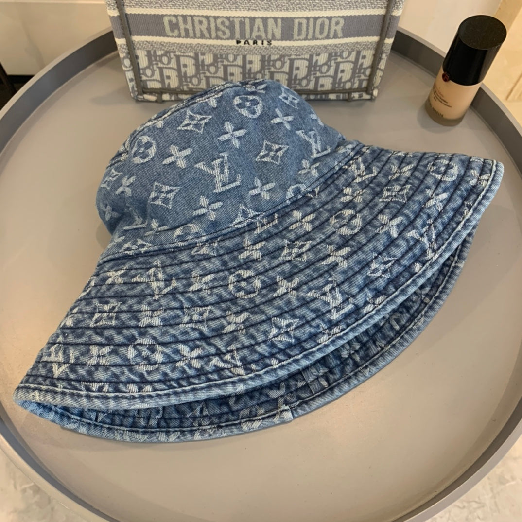 Louis Vuitton luxury denim beach hat