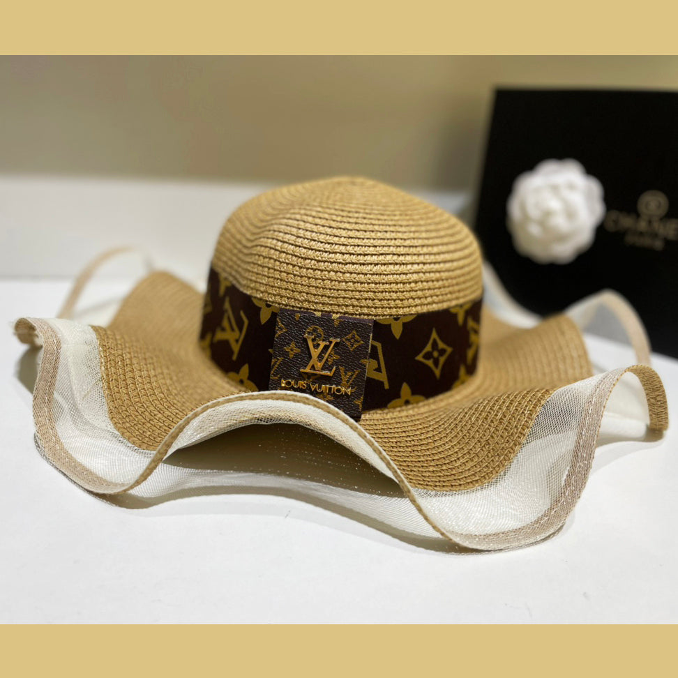 Louis Vuitton mesh ruffle sun hat black