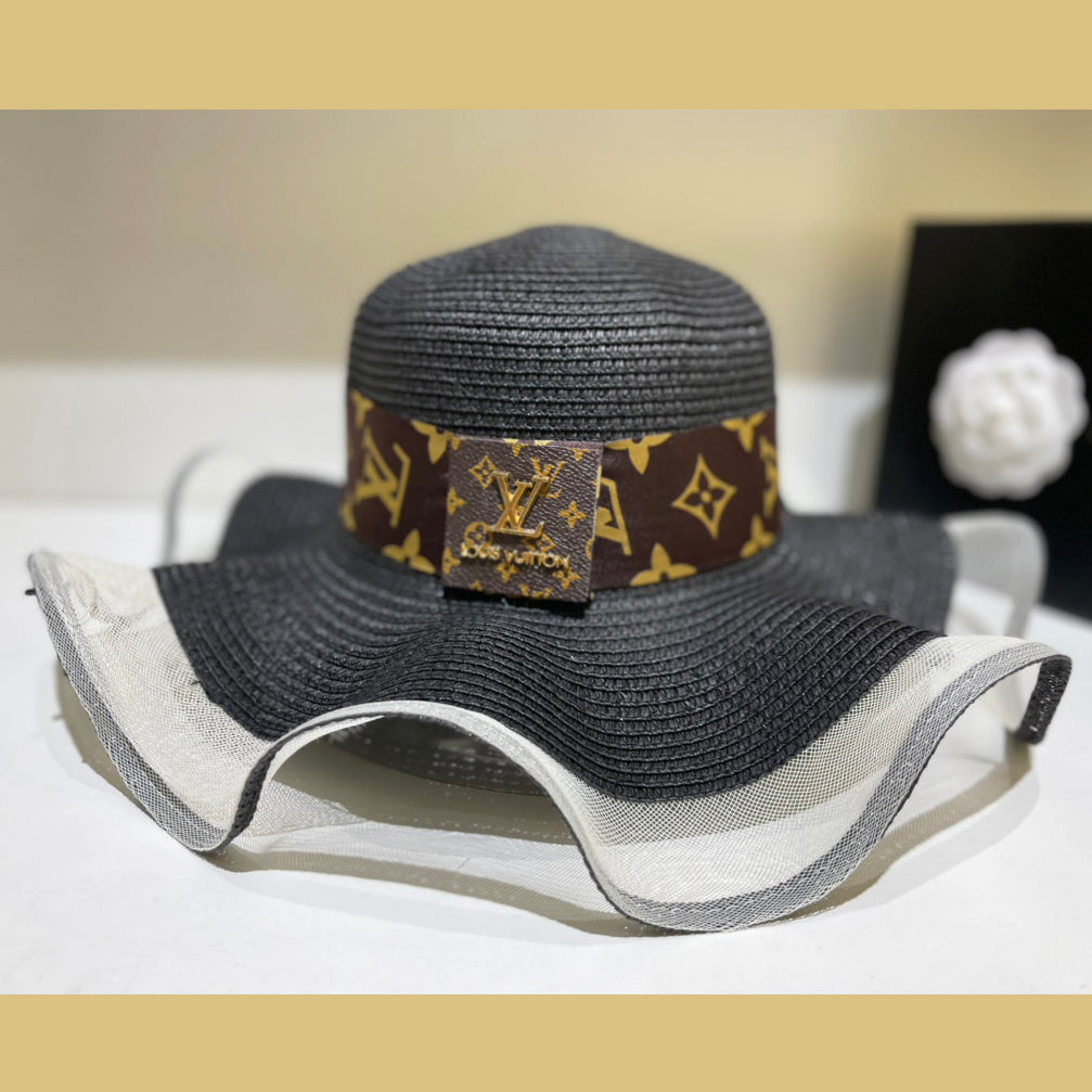 Louis Vuitton mesh ruffle sun hat black