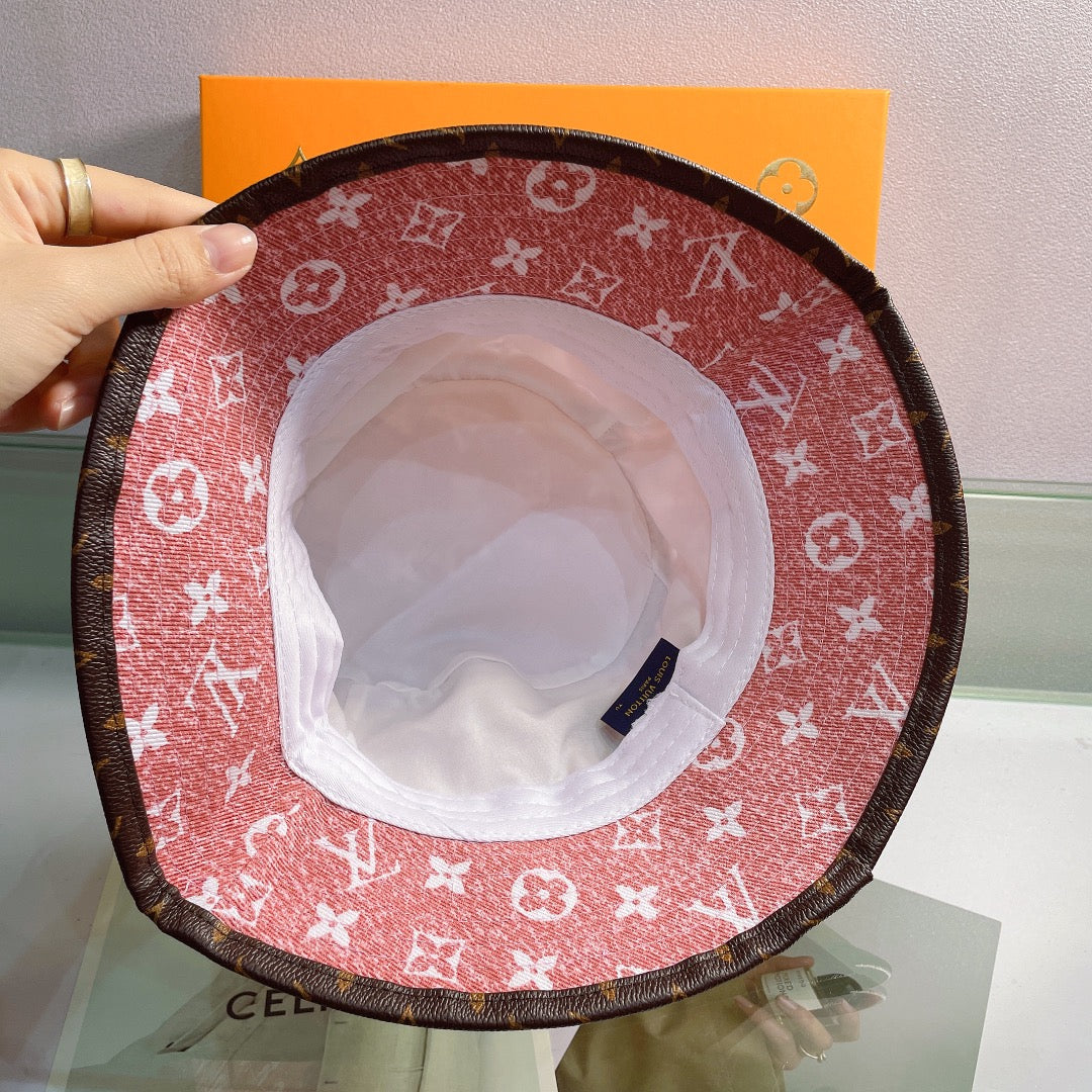 Louis Vuitton monogram bucket hat inside pink