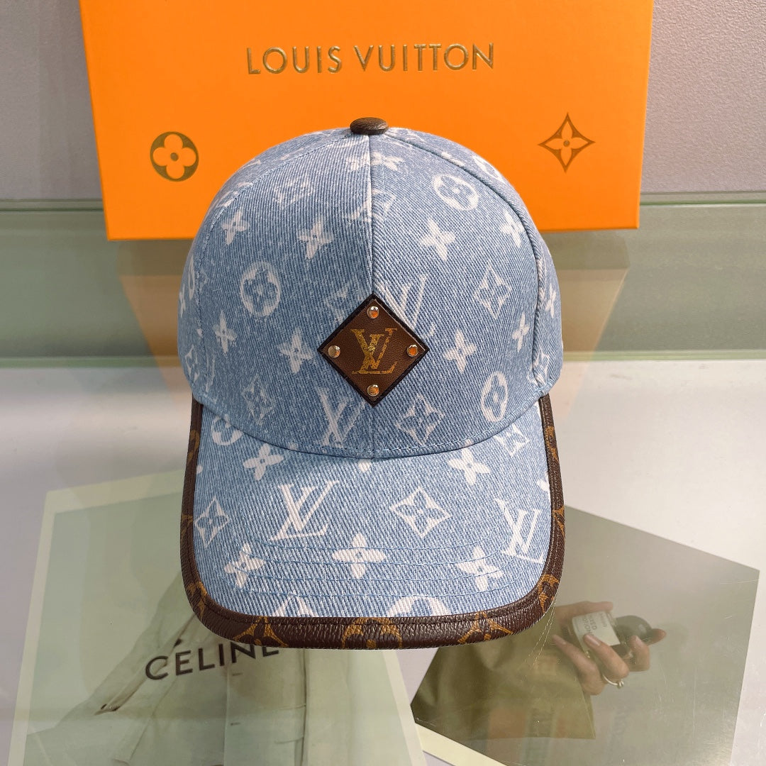 Louis Vuitton monogram denim baseball cap front view