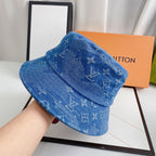 Louis Vuitton monogram denim bucket hat close up