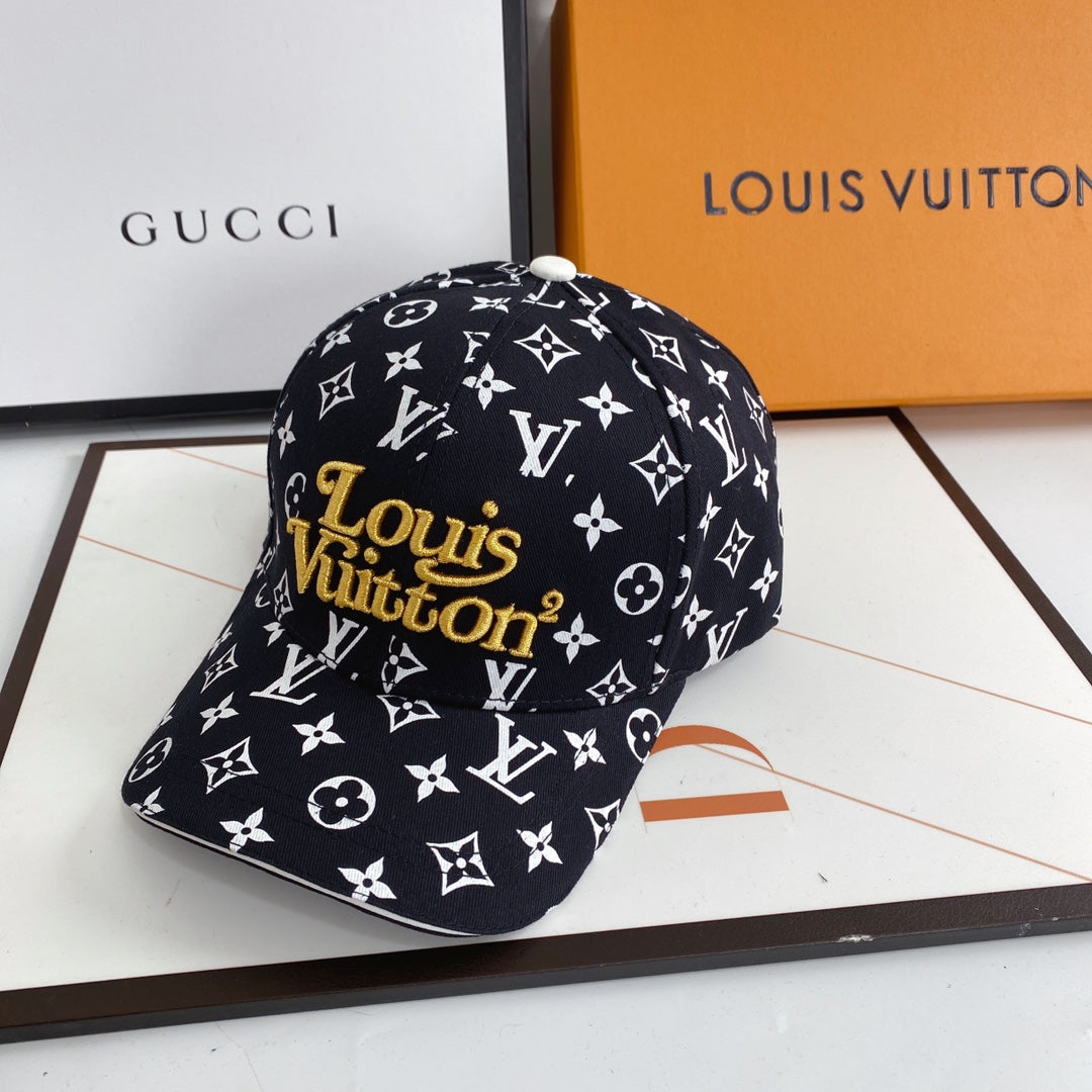 Louis Vuitton monogram embroidered baseball cap black