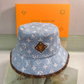 Louis Vuitton monogram leather brim bucket hat blue