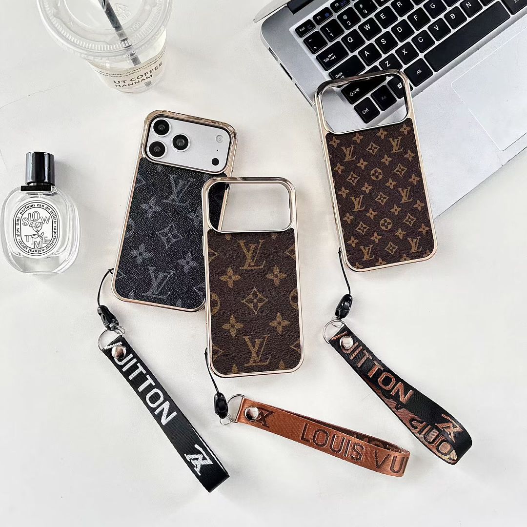 Louis Vuitton monogram wrist strap case for iPhone 17 Pro Max – front