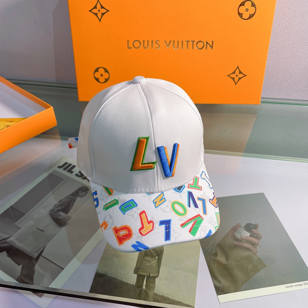 Louis Vuitton multicolor baseball cap white front view