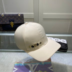 Louis Vuitton satin LV monogram baseball cap beige front view