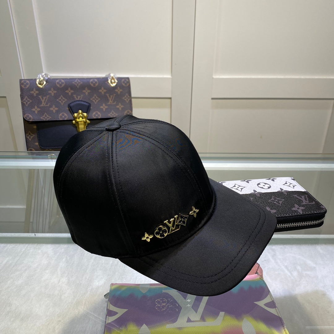 Louis Vuitton satin baseball cap black front view
