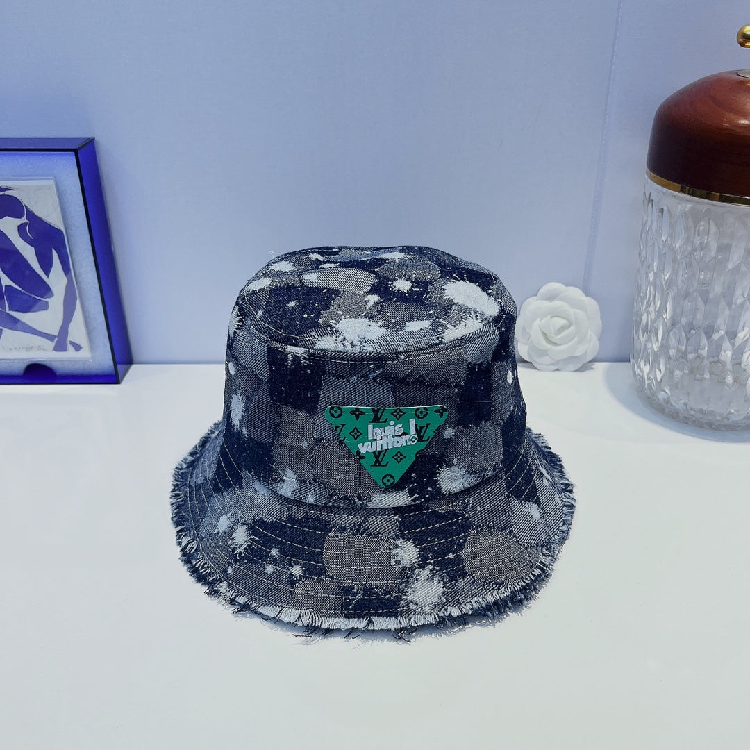 Louis Vuitton vintage denim bucket hat side view