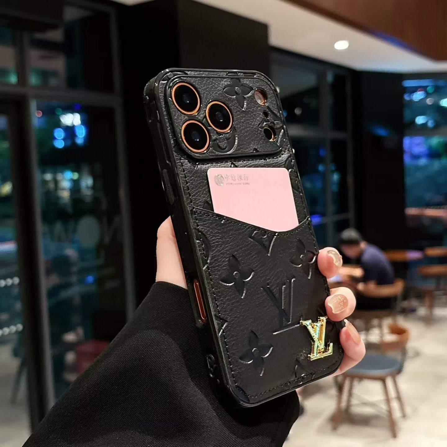Louis Vuitton wallet phone case front and back view
