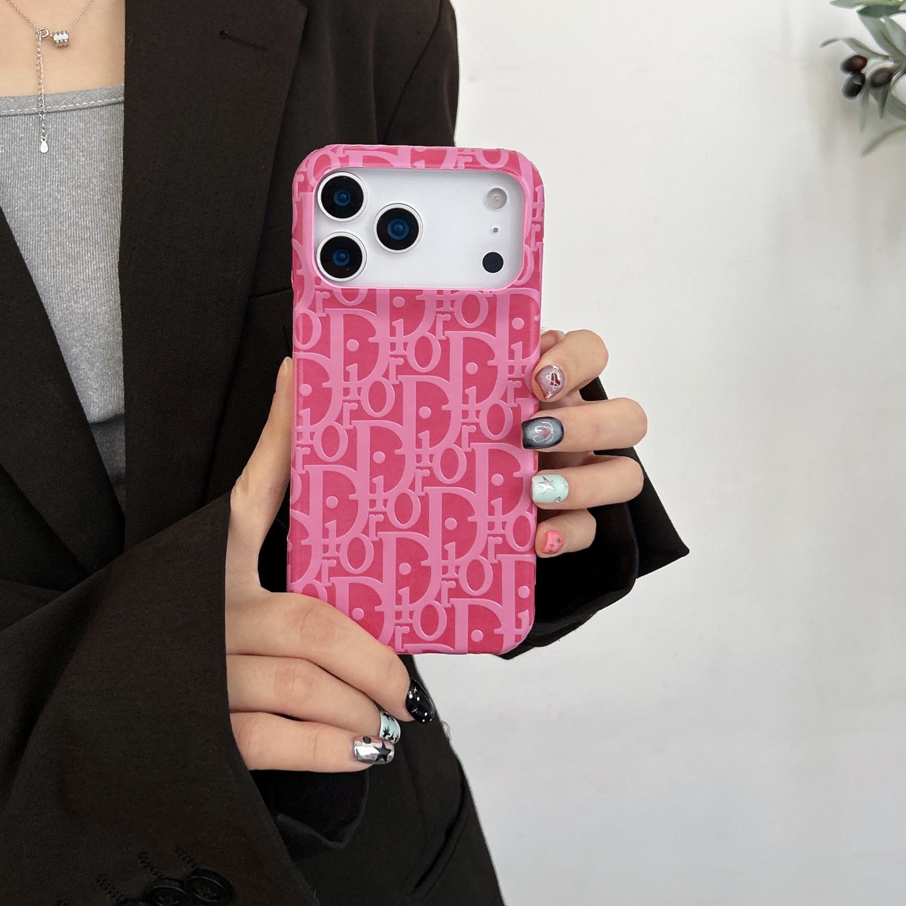 Luxury Dior leather phone case for iPhone 17 Pro Max