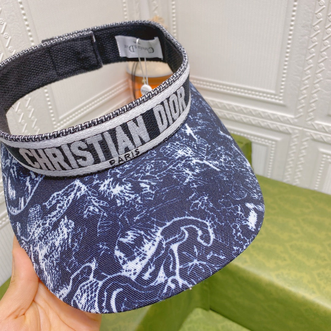 Luxury Dior ribbon sun visor front view