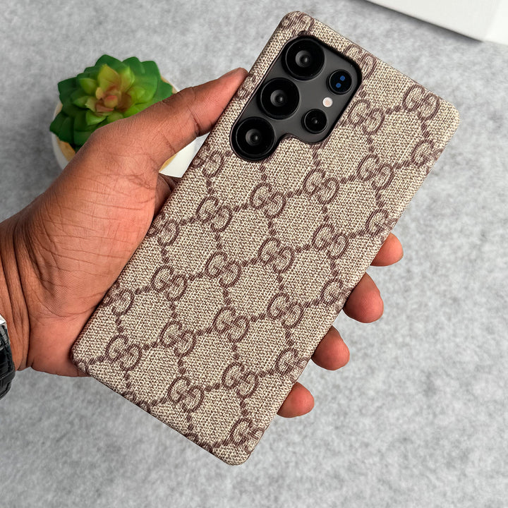 Luxury Gucci Samsung Case Beige GG Pattern
