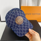 Luxury Gucci denim baseball cap front view